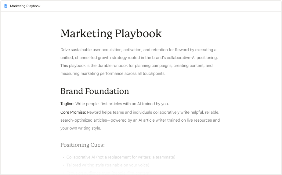 A go-to-market briefing document prepared by Juno